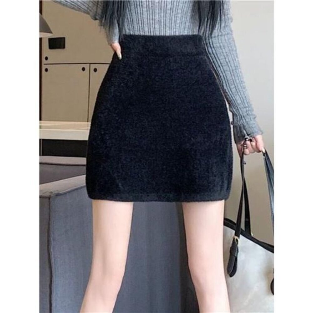 Plush Knit Mini Skirt